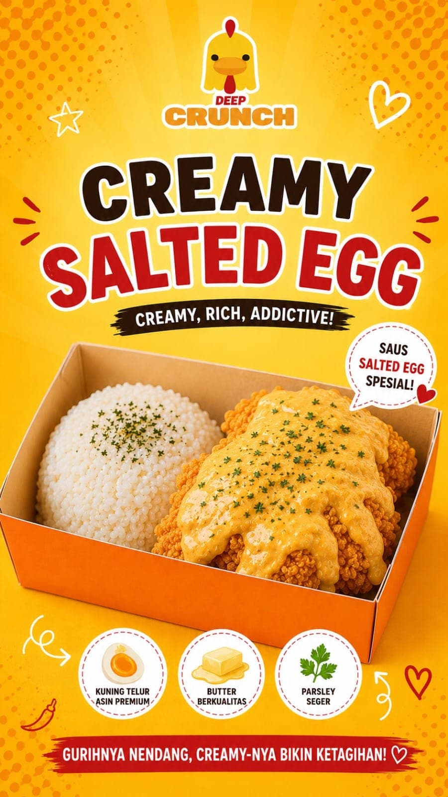 Chicken (Ayam) Boneless + Salted Egg + Rice