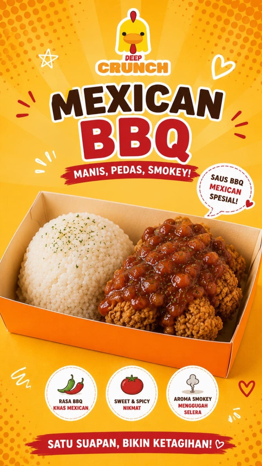 Chicken (Ayam) Boneless + Mexican BBQ + Rice