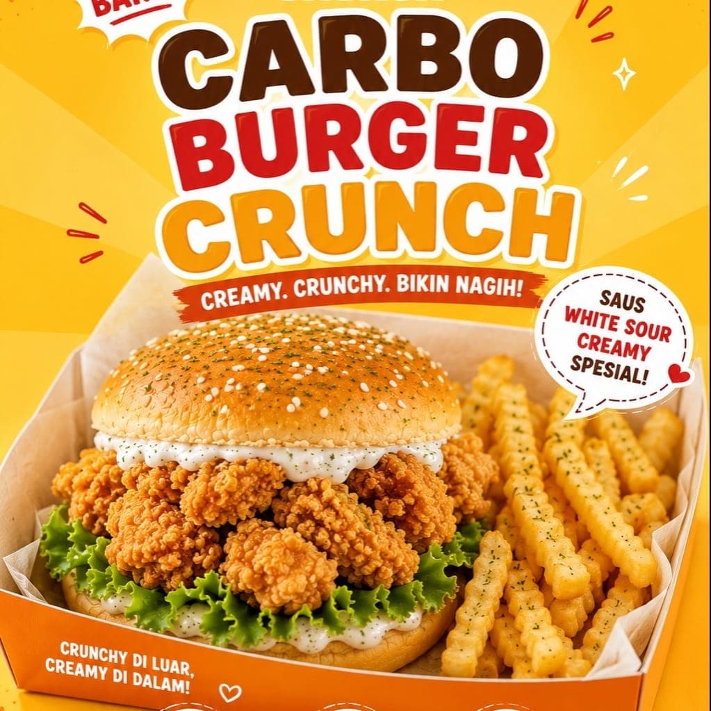Carbo Burger Crunch (with French Fries) Ayam Boneless