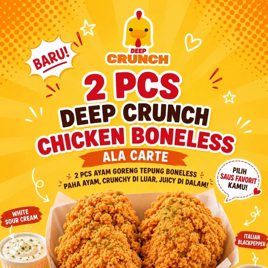 2 PCs Deep Crunch Chicken (Ayam) Boneless ( Tanpa Nasi)