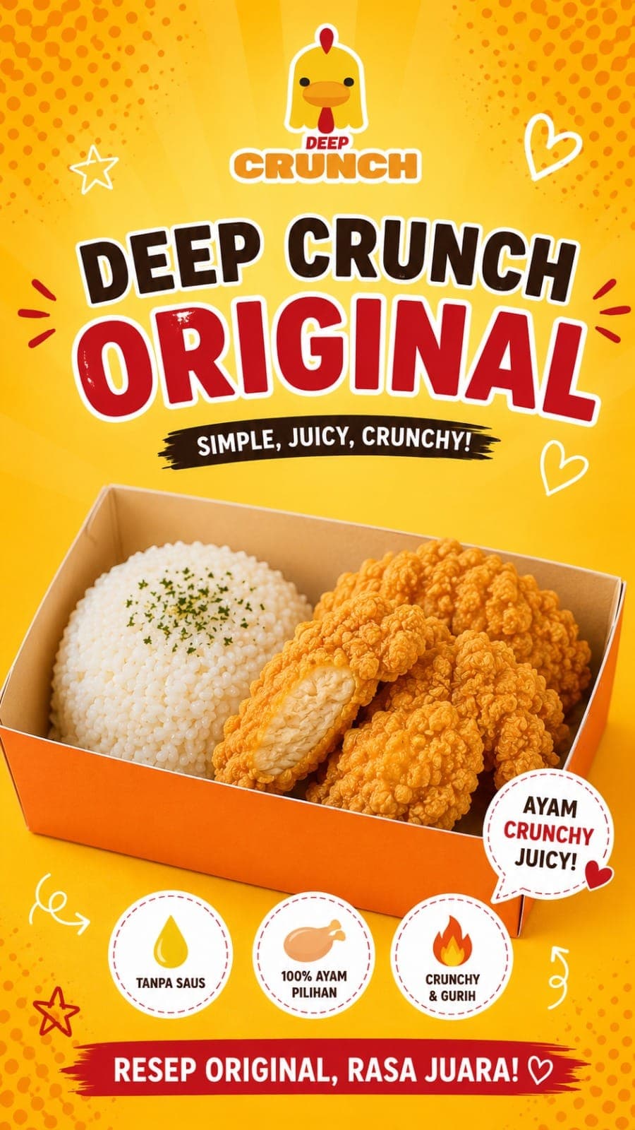 Paket Hemat Original Chicken (Ayam) Boneless + Rice ( Tanpa Saus)