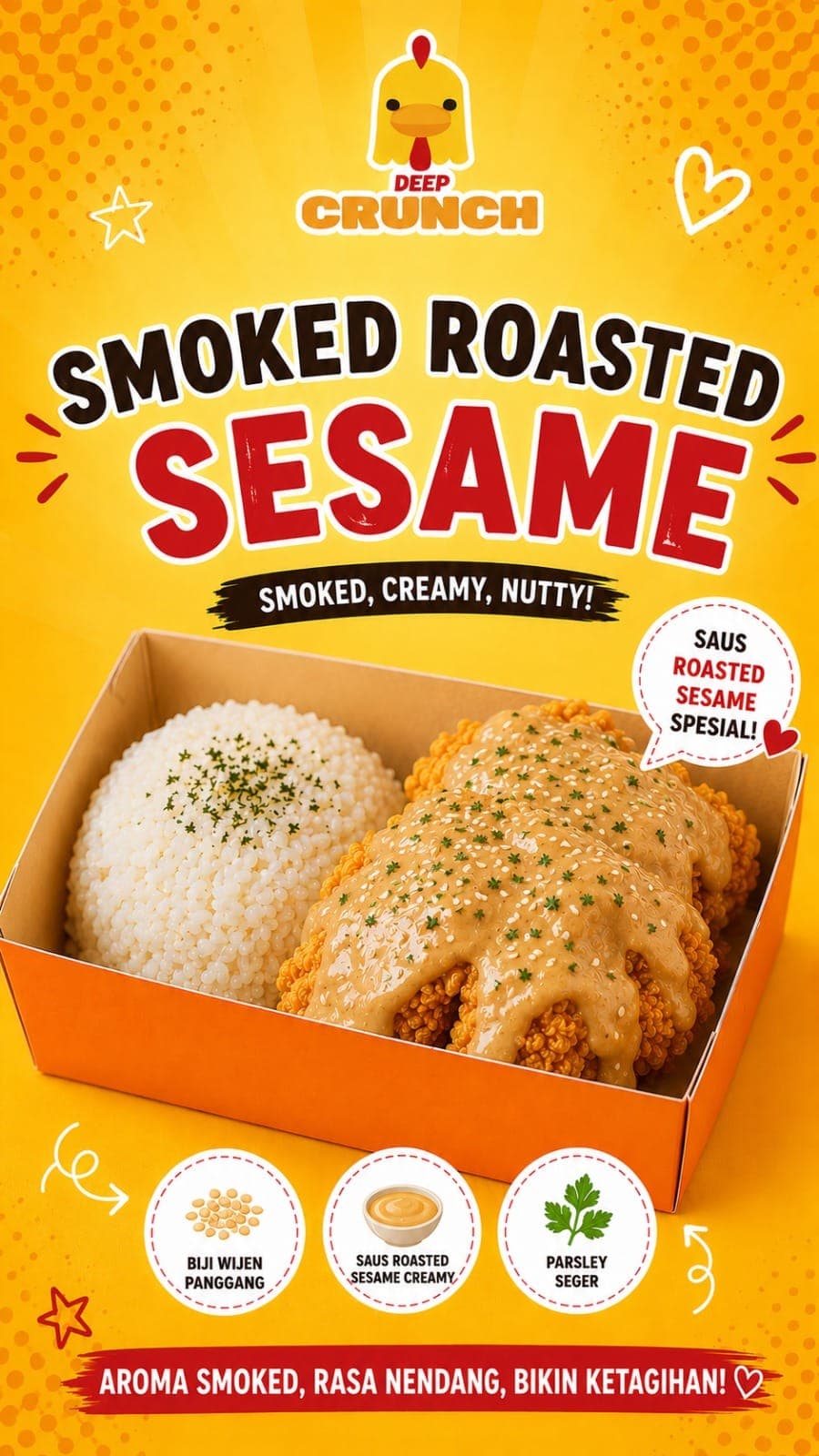 (NEW & LIMITED) Chicken (Ayam) Boneless + Smoked Roasted Sesame Sauce + Rice