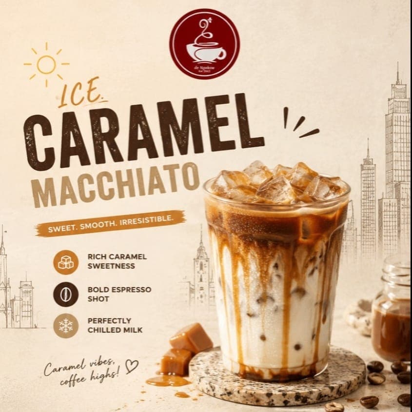 Ice Caramel de Macchiato ( 100% Fresh Coffee Bean)